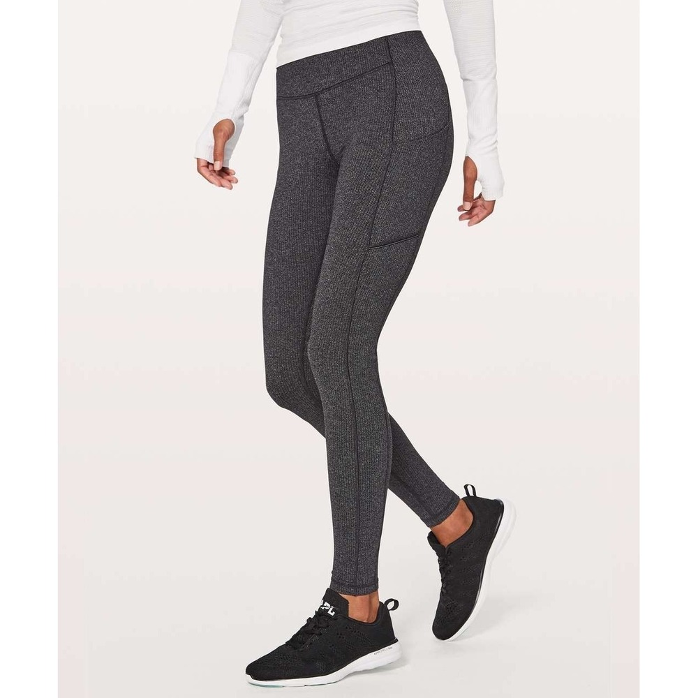 Lululemon Speed Up Tight Women's Size 4 Dark Gray Power Luxtreme Variegated Knit